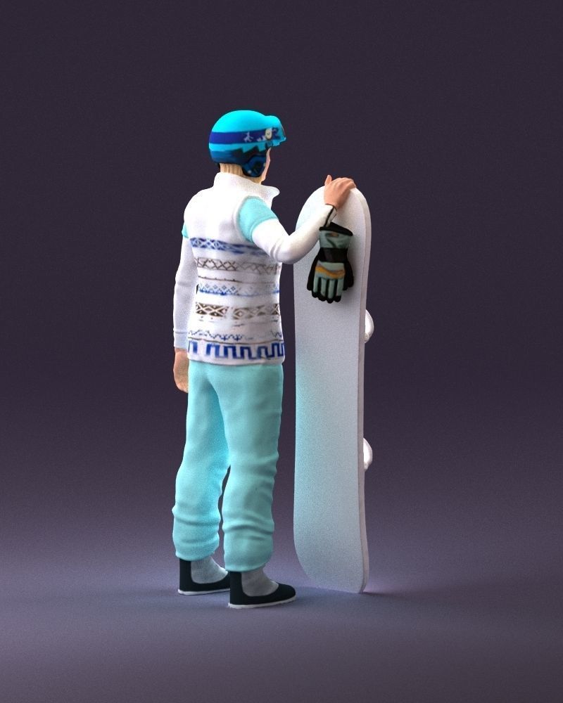 Blonde woman with snowboard 0934 3D Print Ready 3D print model_17