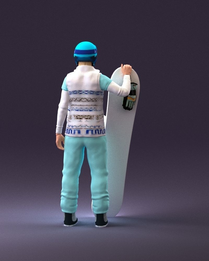 Blonde woman with snowboard 0934 3D Print Ready 3D print model_18