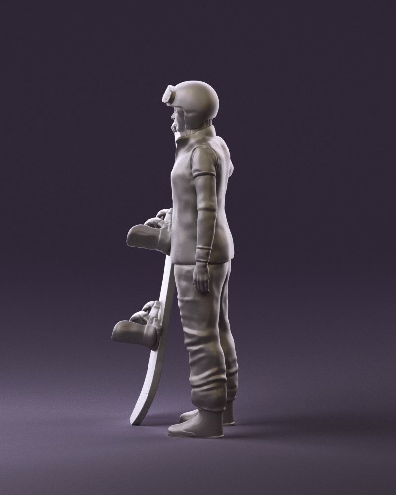 Blonde woman with snowboard 0934 3D Print Ready 3D print model_8