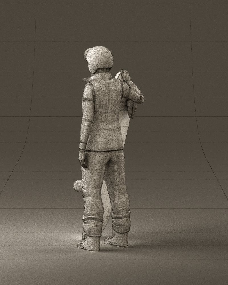 Blonde woman with snowboard 0934 3D Print Ready 3D print model_31