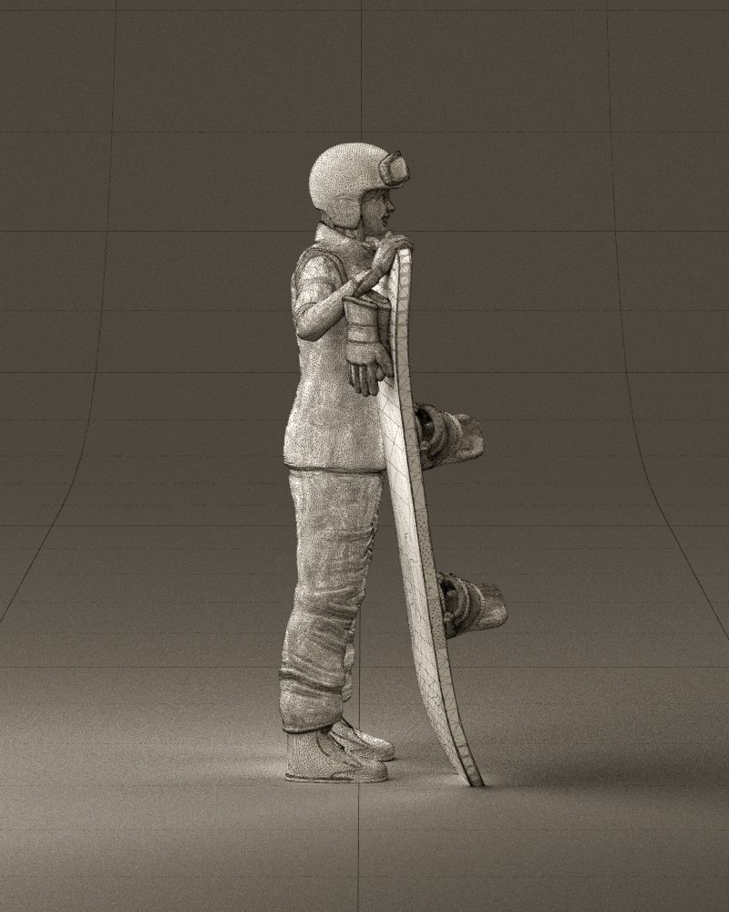 Blonde woman with snowboard 0934 3D Print Ready 3D print model_28