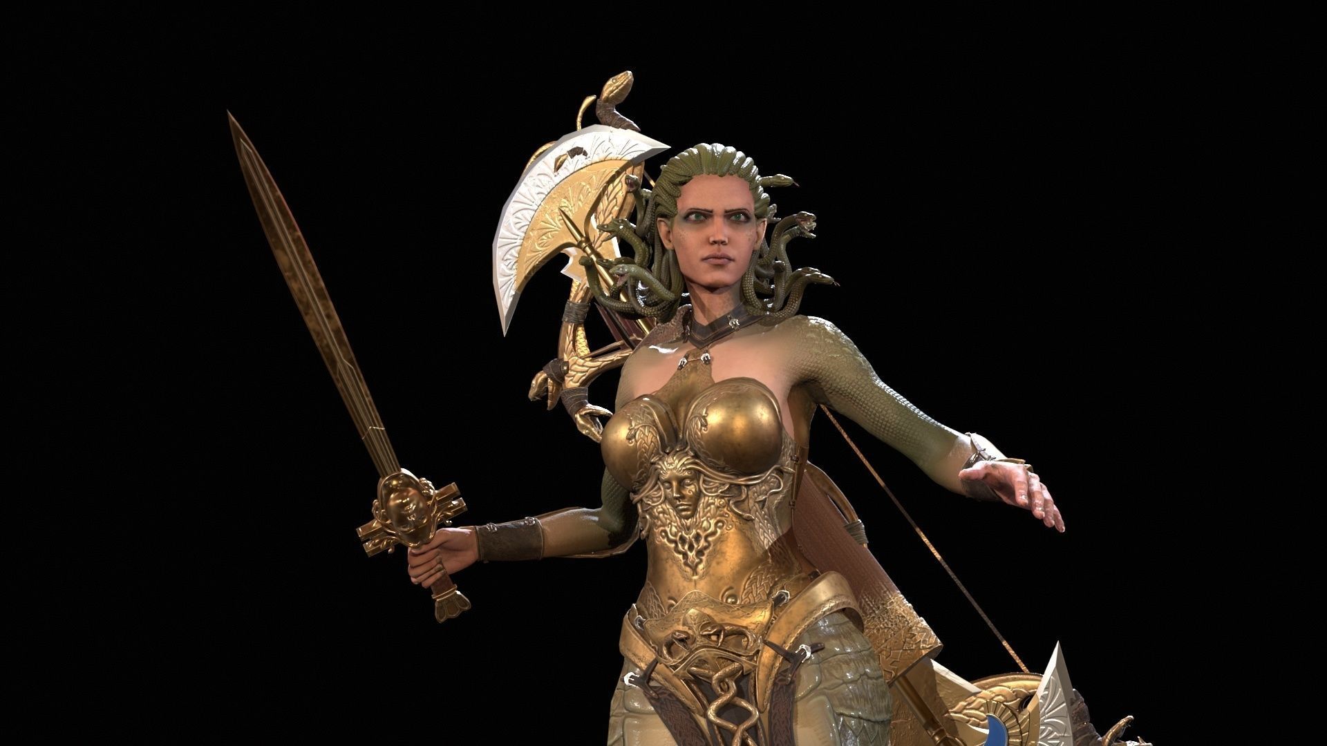 Meduse gorgon Low-poly 3D model_14