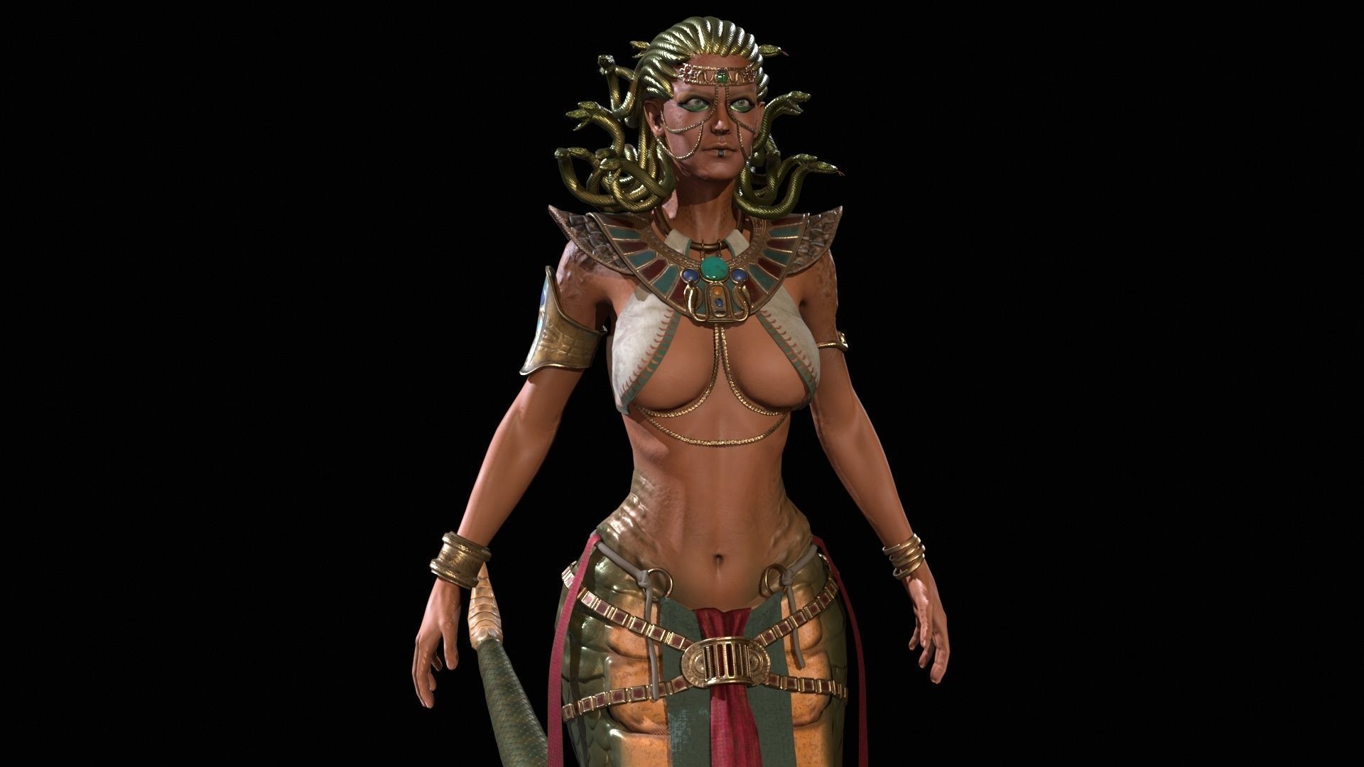 Meduse gorgon Low-poly 3D model_10