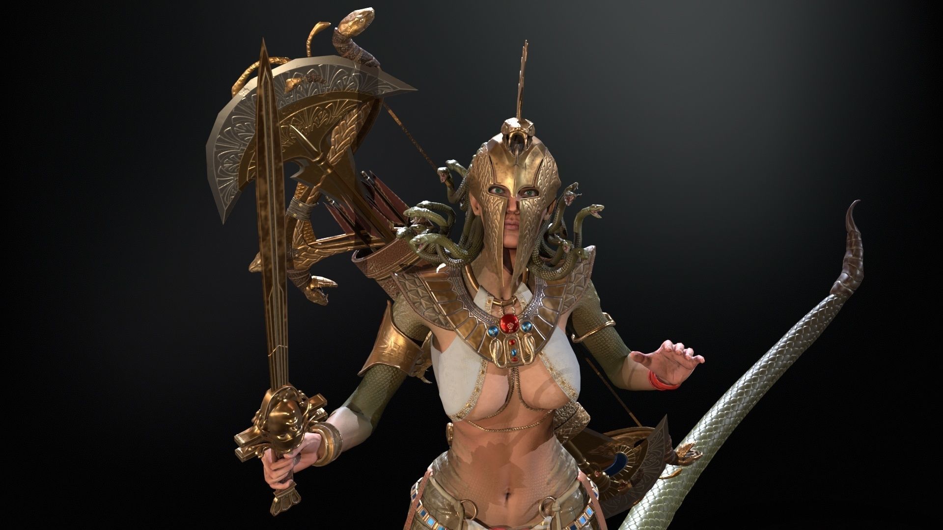 Meduse gorgon Low-poly 3D model_32