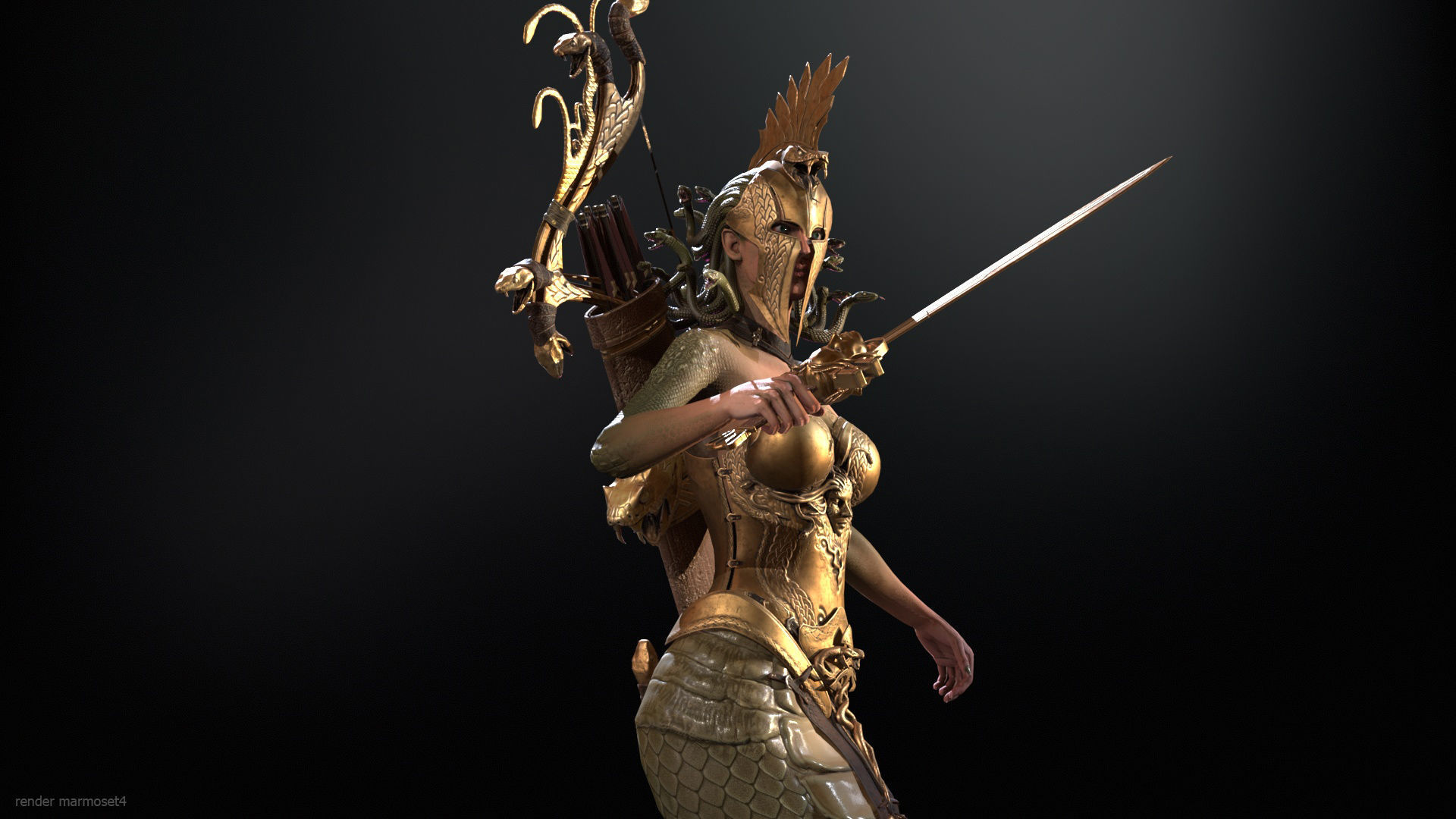 Meduse gorgon Low-poly 3D model_6