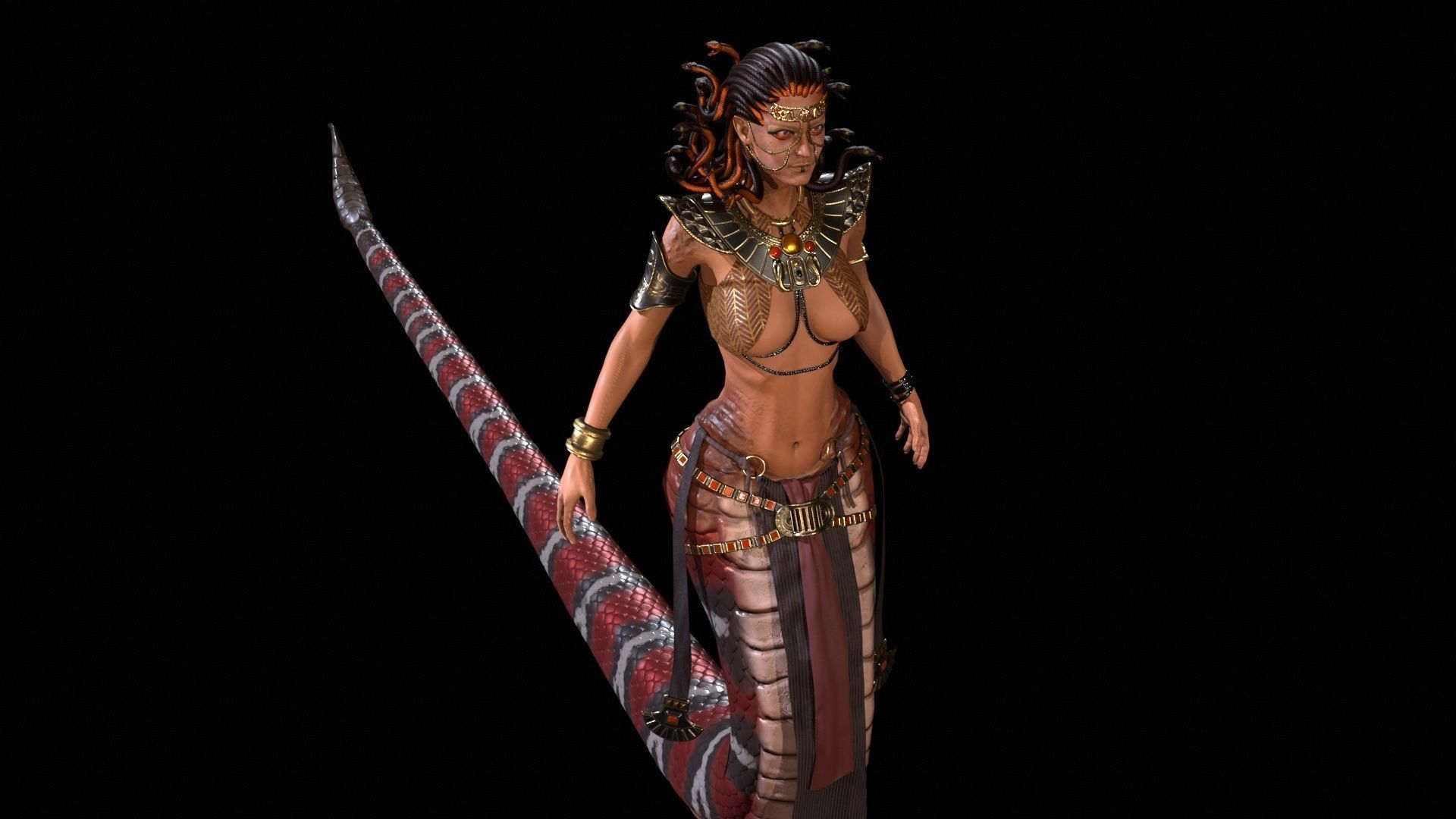 Meduse gorgon Low-poly 3D model_16