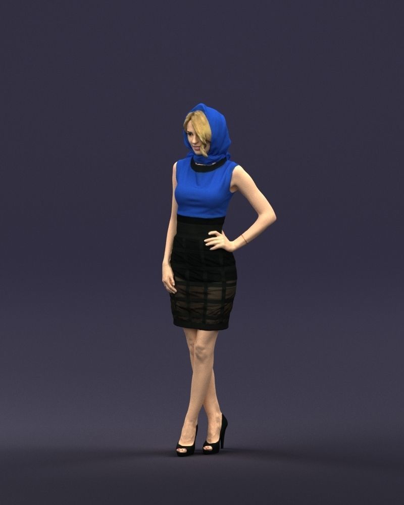 Blue headscarf woman 0426 3D Print ready 3D print model_33