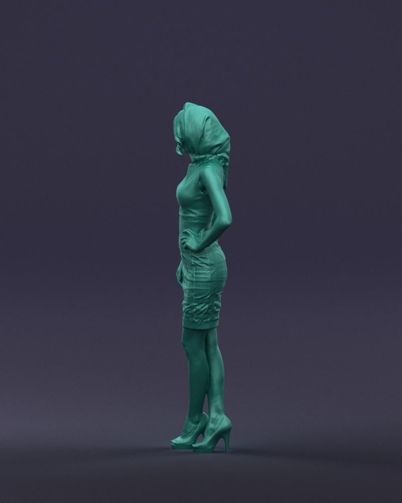 Blue headscarf woman 0426 3D Print ready 3D print model_28