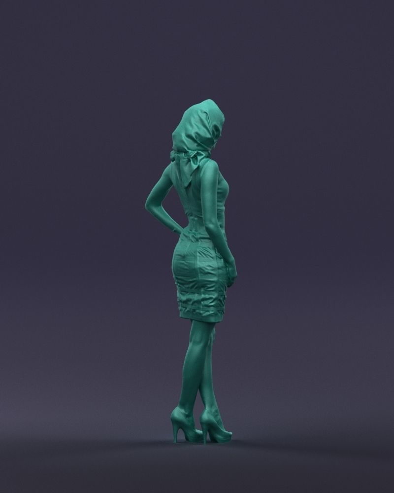 Blue headscarf woman 0426 3D Print ready 3D print model_13