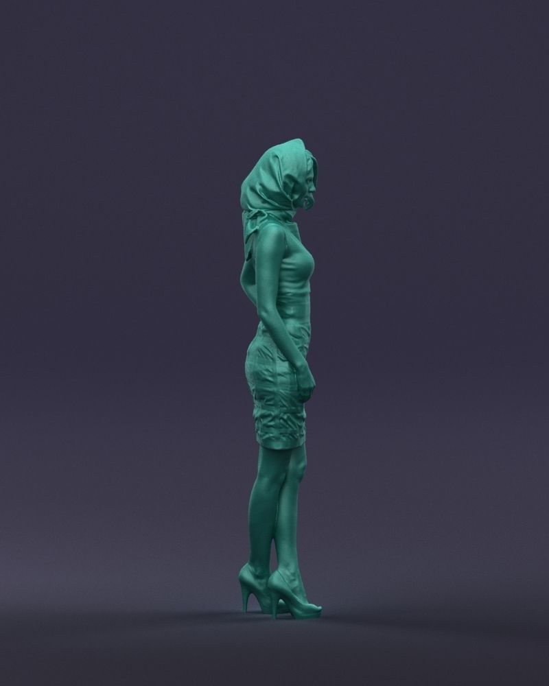 Blue headscarf woman 0426 3D Print ready 3D print model_10