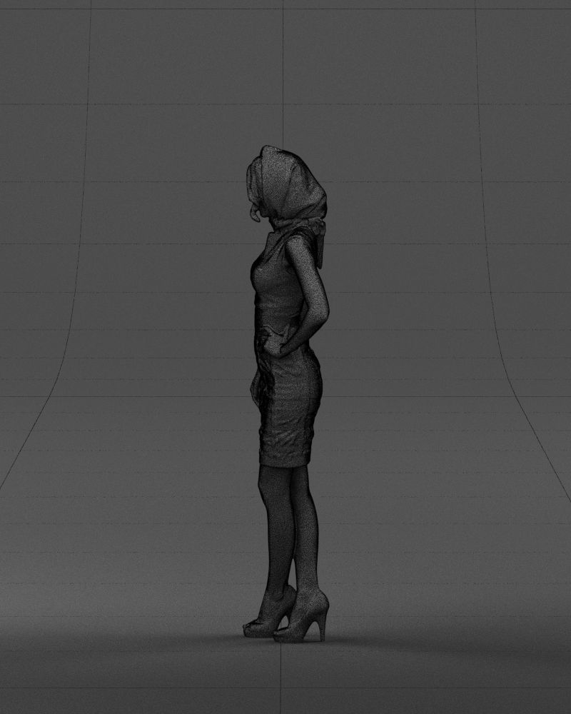 Blue headscarf woman 0426 3D Print ready 3D print model_29