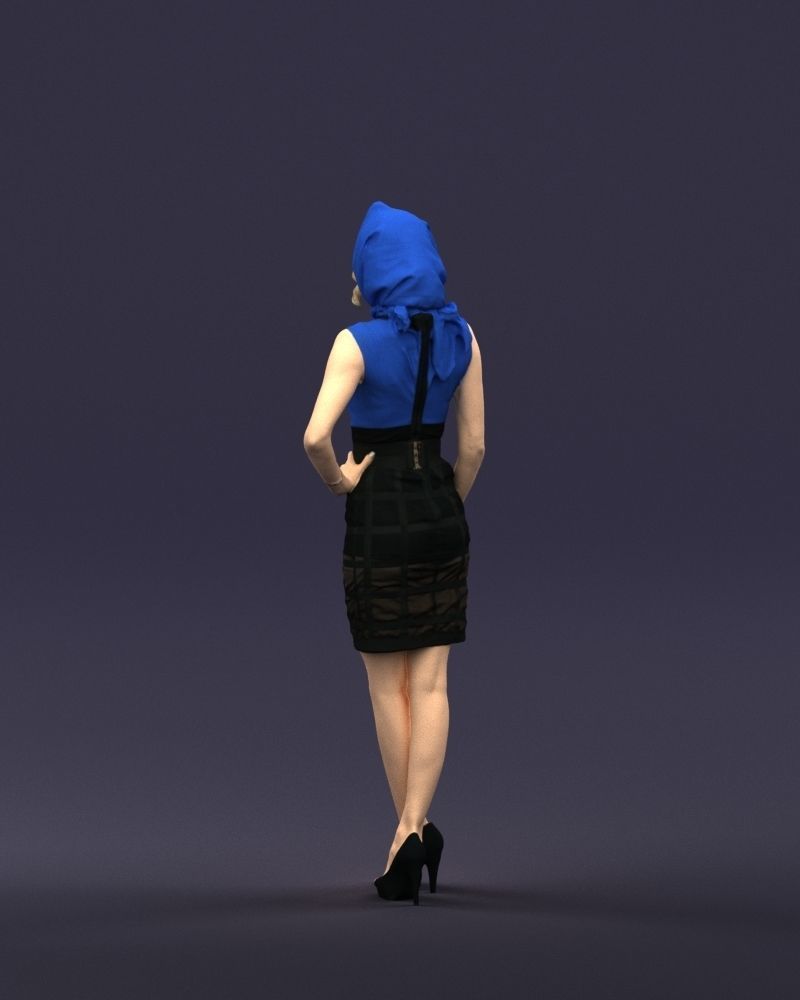 Blue headscarf woman 0426 3D Print ready 3D print model_21
