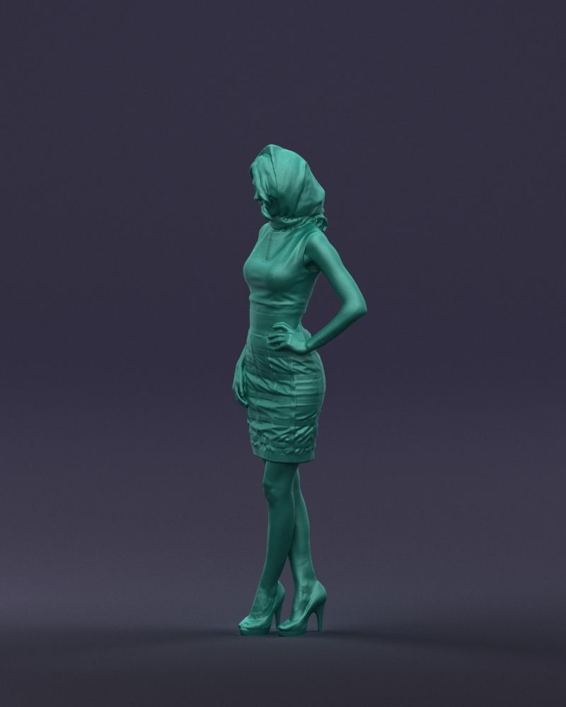 Blue headscarf woman 0426 3D Print ready 3D print model_31