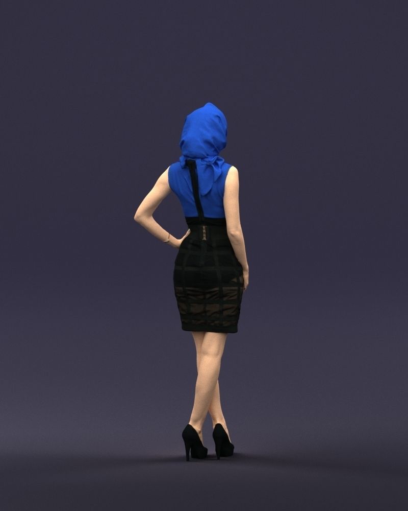 Blue headscarf woman 0426 3D Print ready 3D print model_15