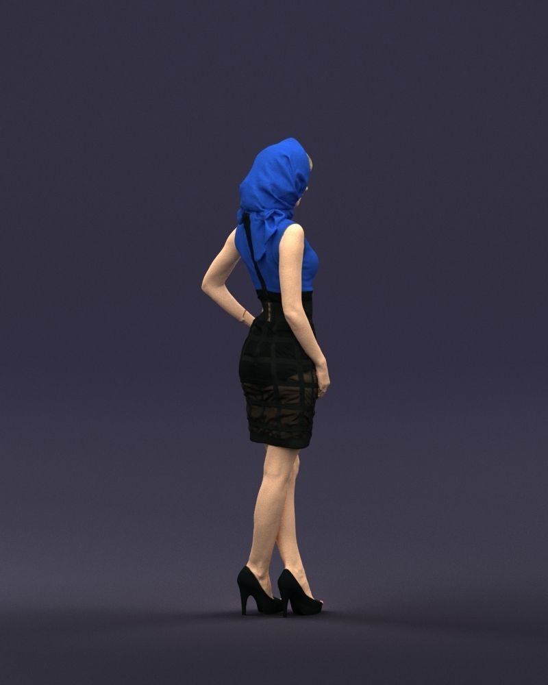 Blue headscarf woman 0426 3D Print ready 3D print model_12