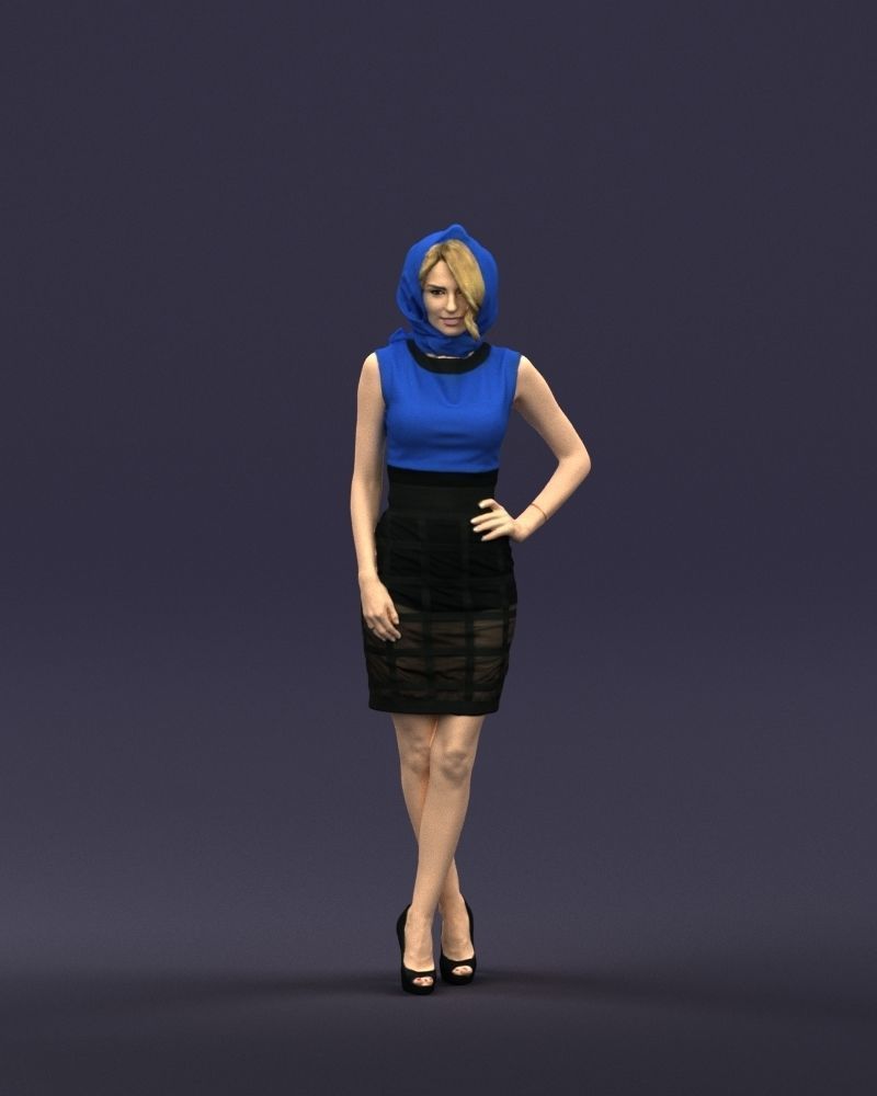 Blue headscarf woman 0426 3D Print ready 3D print model_36