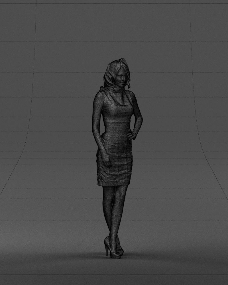 Blue headscarf woman 0426 3D Print ready 3D print model_5