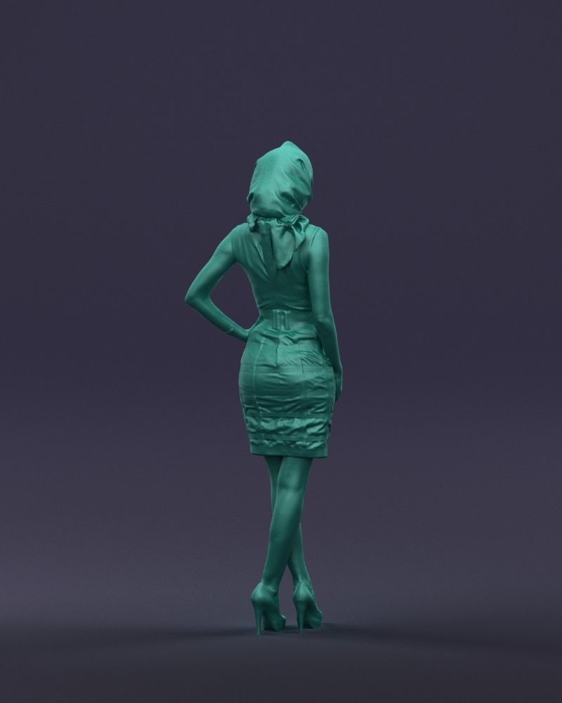 Blue headscarf woman 0426 3D Print ready 3D print model_16