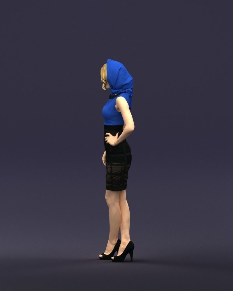 Blue headscarf woman 0426 3D Print ready 3D print model_27