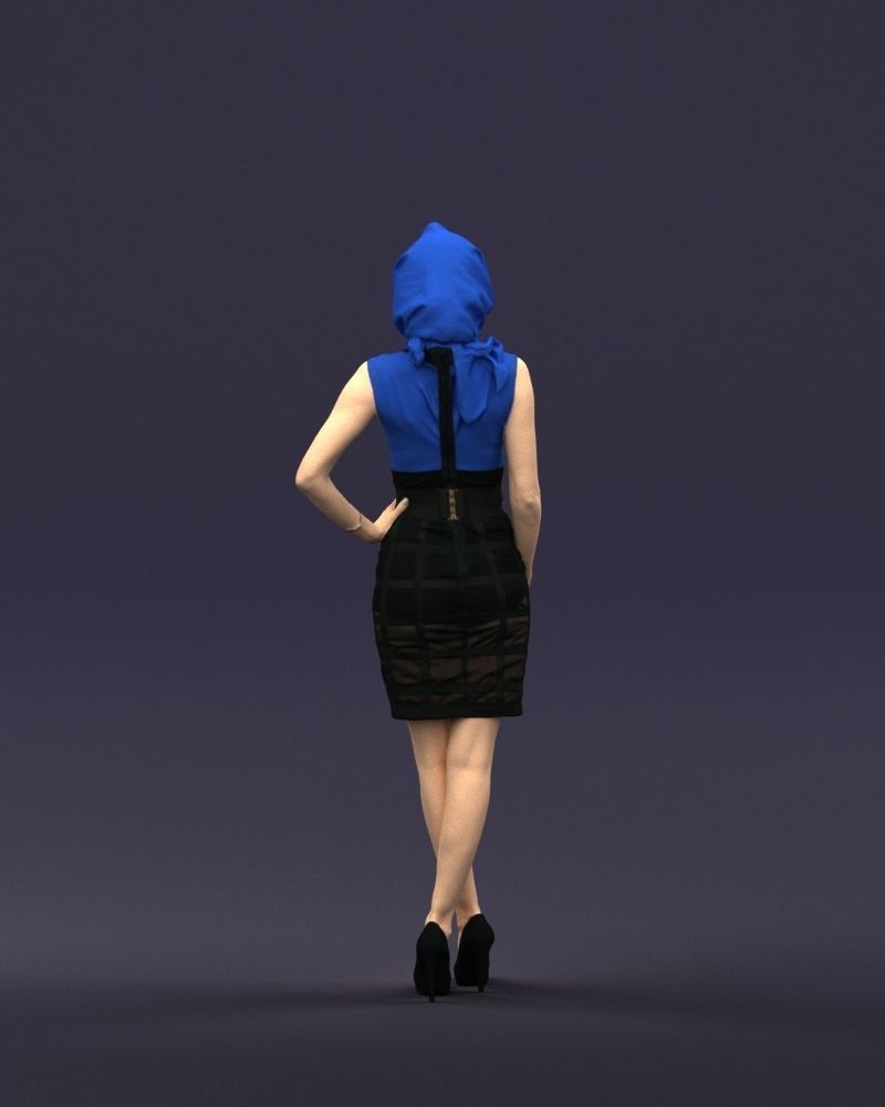 Blue headscarf woman 0426 3D Print ready 3D print model_18