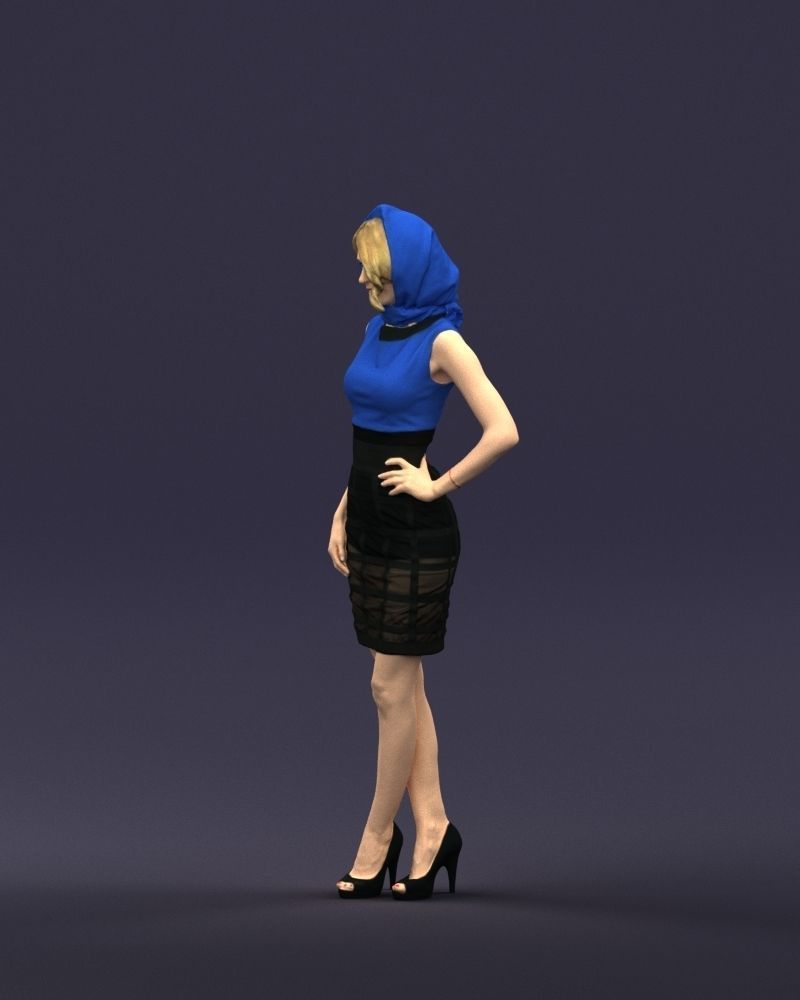 Blue headscarf woman 0426 3D Print ready 3D print model_30