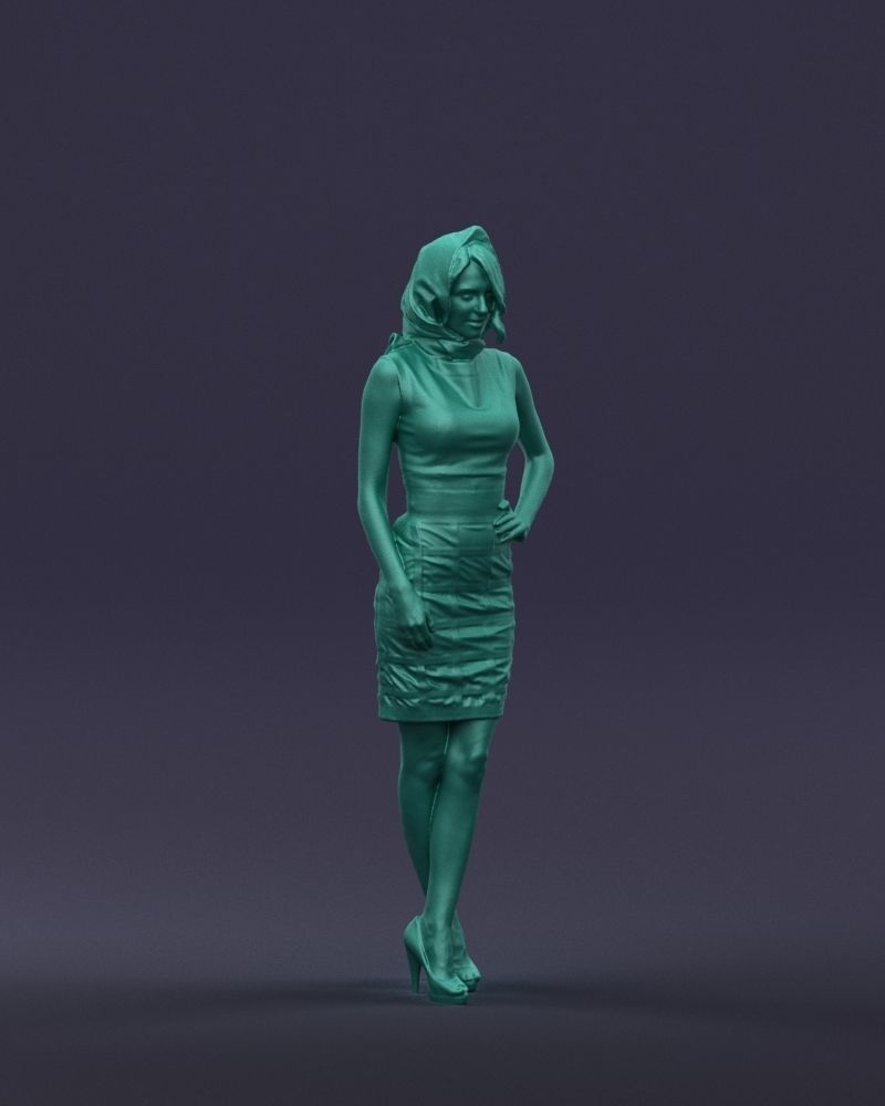 Blue headscarf woman 0426 3D Print ready 3D print model_4
