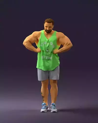 Bodybuilder in green shirt 0783 3D model