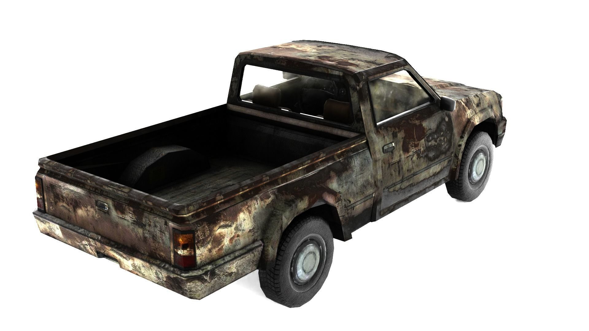 pick up gun truck Low-poly 3D model_4