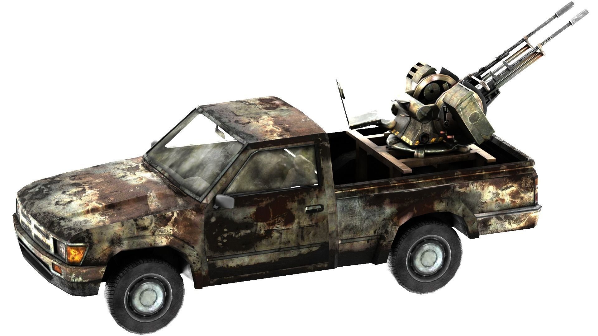pick up gun truck Low-poly 3D model_2