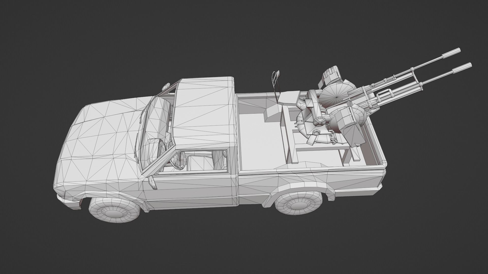 pick up gun truck Low-poly 3D model_10