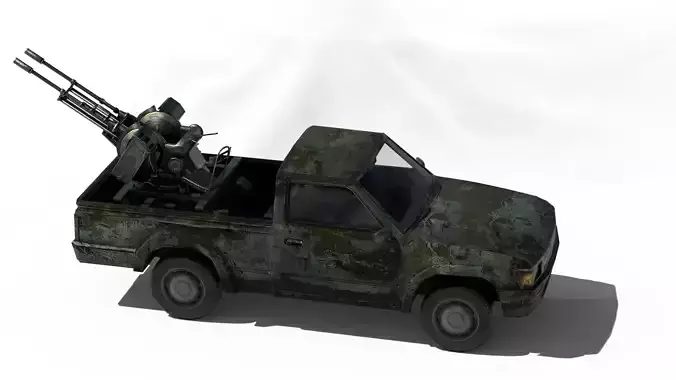 pick up gun truck Low-poly 3D model