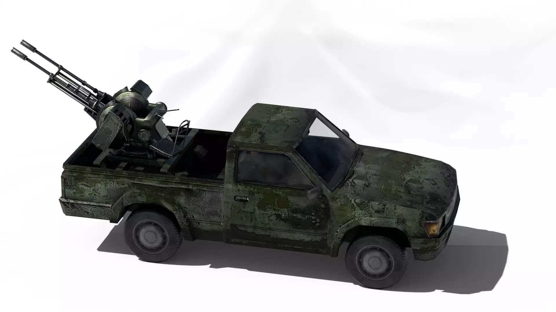 pick up gun truck Low-poly 3D model_0