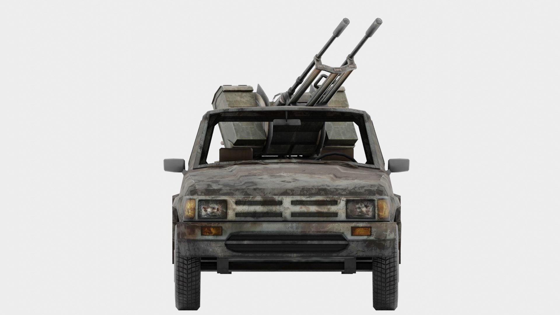 pick up gun truck Low-poly 3D model_5