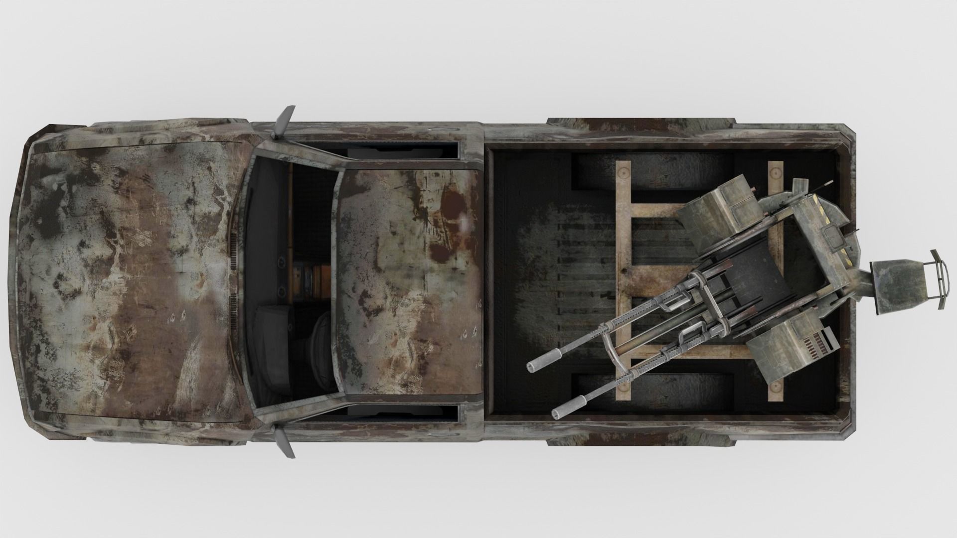 pick up gun truck Low-poly 3D model_6