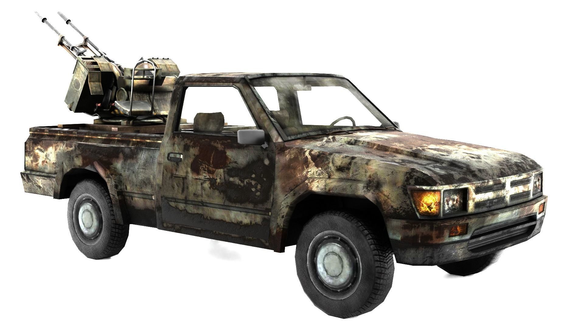pick up gun truck Low-poly 3D model_3