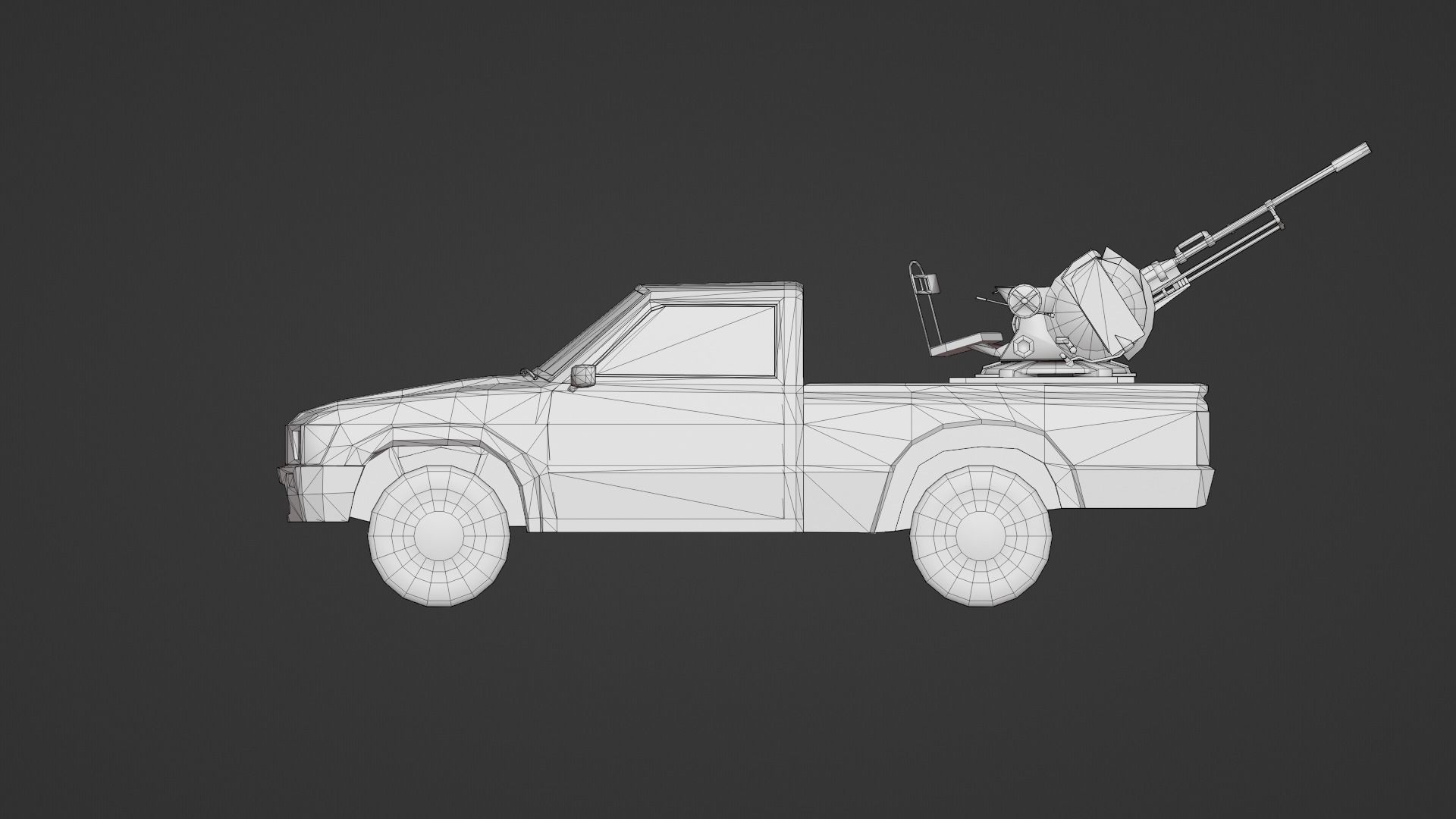 pick up gun truck Low-poly 3D model_9
