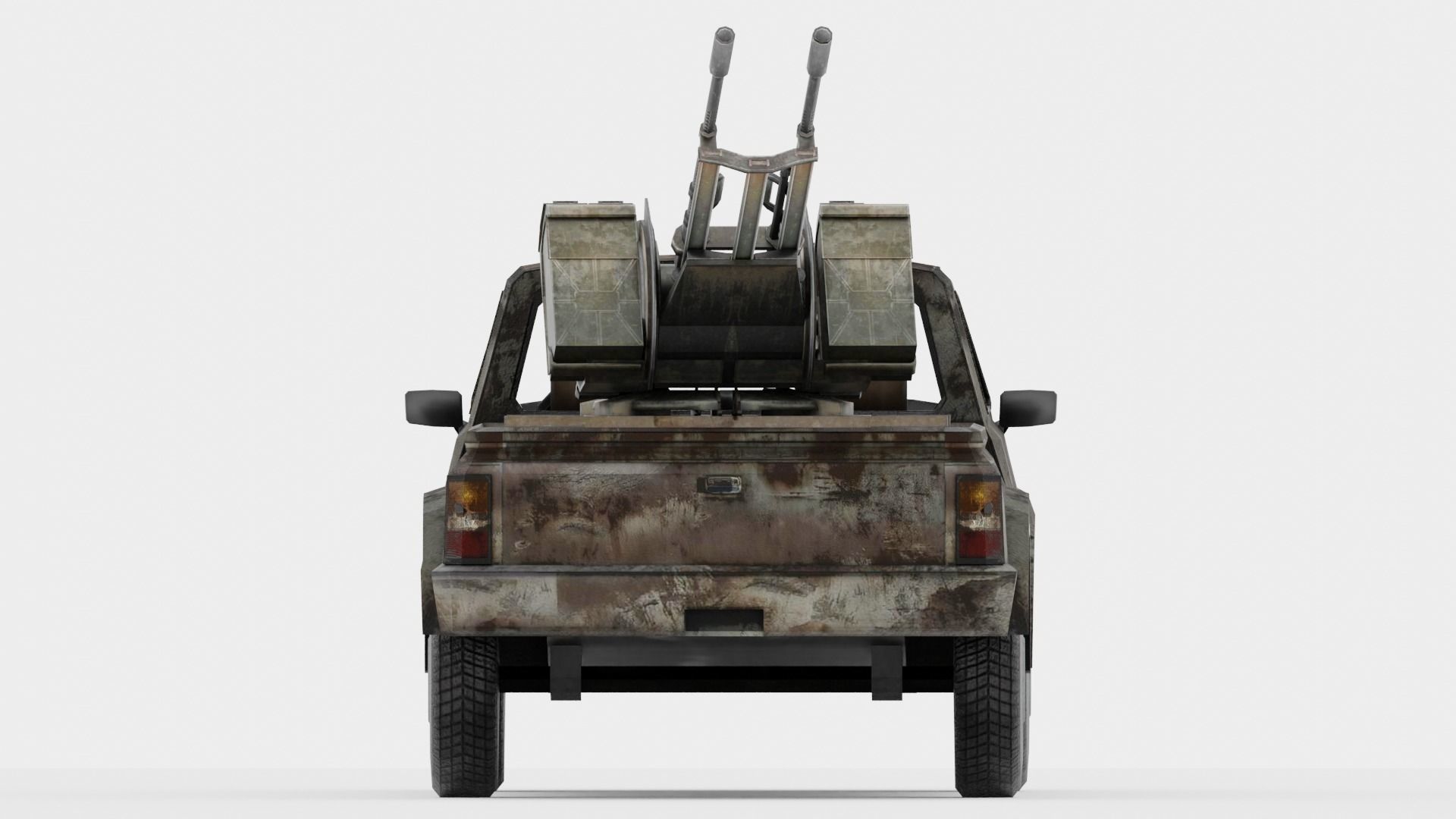 pick up gun truck Low-poly 3D model_7