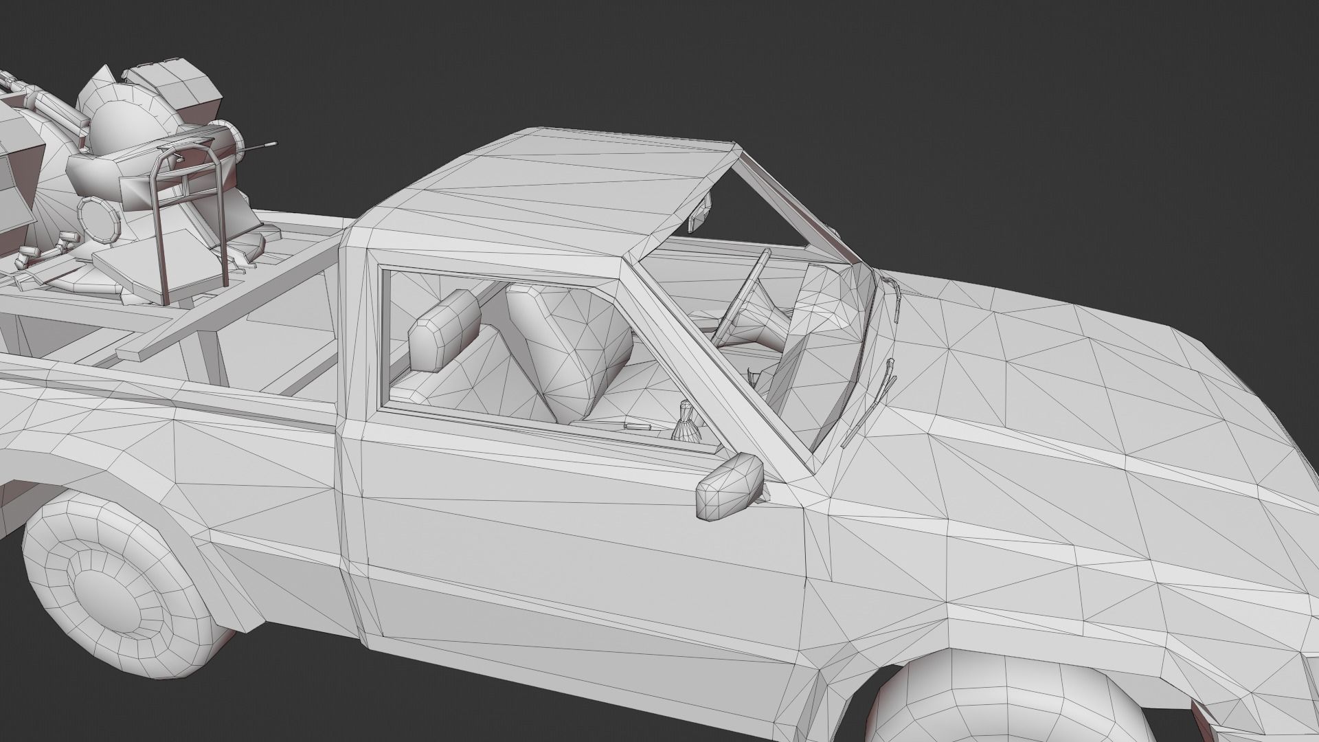 pick up gun truck Low-poly 3D model_11