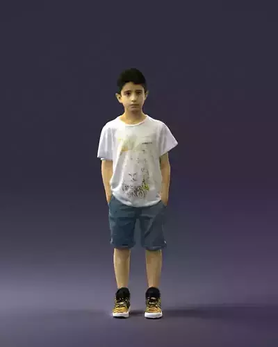 Boy in a t-shirt and shorts 0250 3D Print Ready