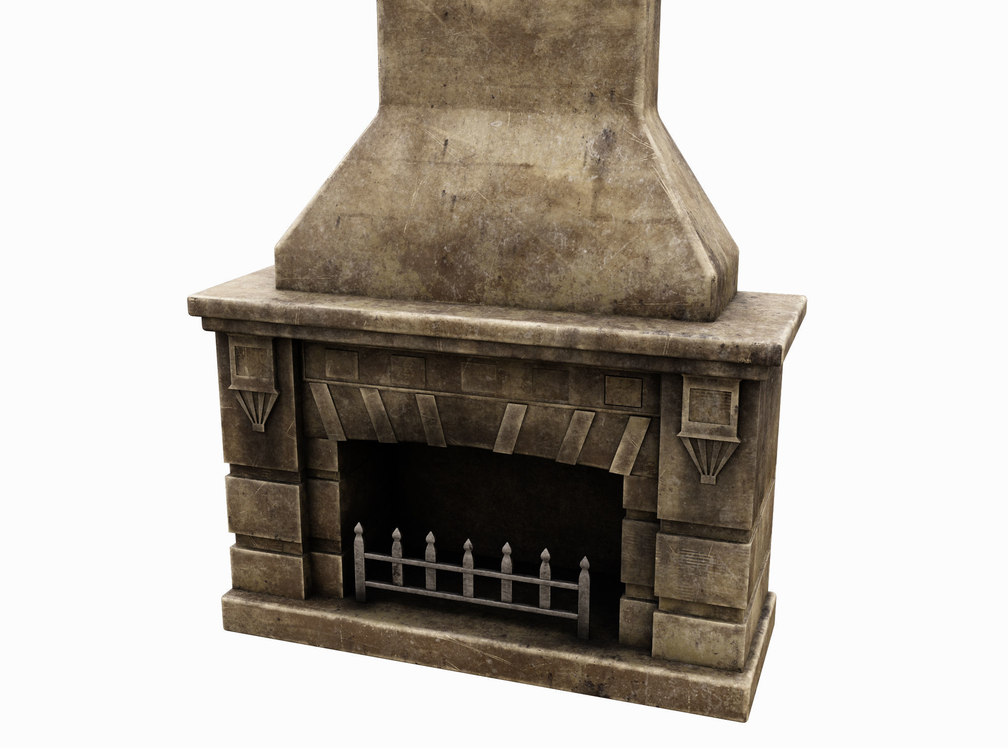 Medieval Fireplace Low-poly 3D model_2