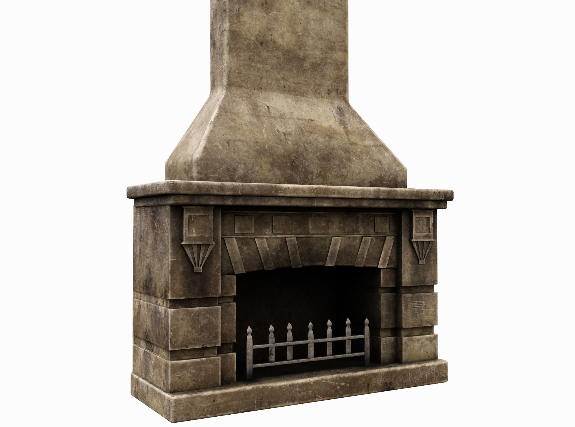 Medieval Fireplace Low-poly 3D model_1