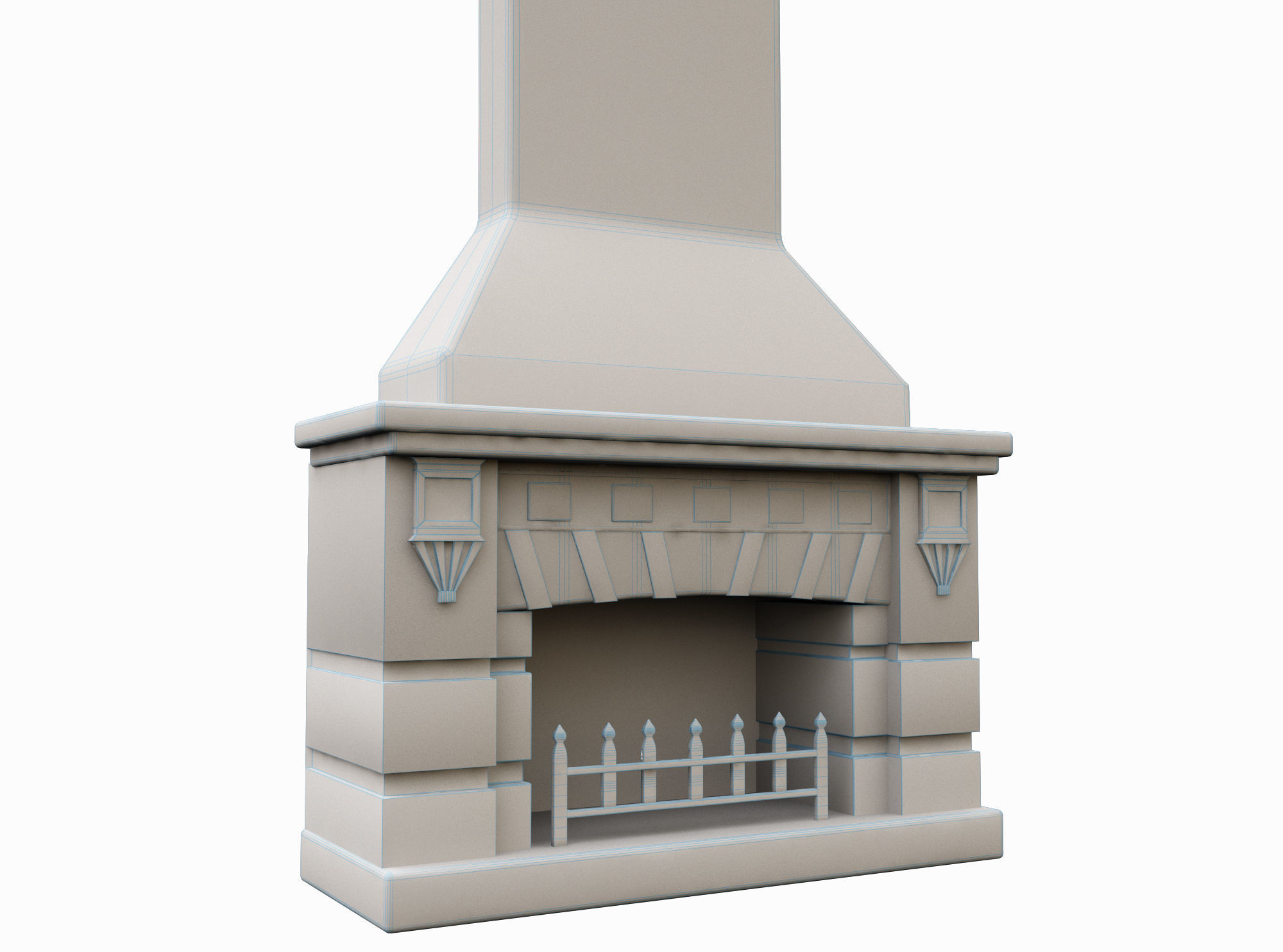 Medieval Fireplace Low-poly 3D model_4