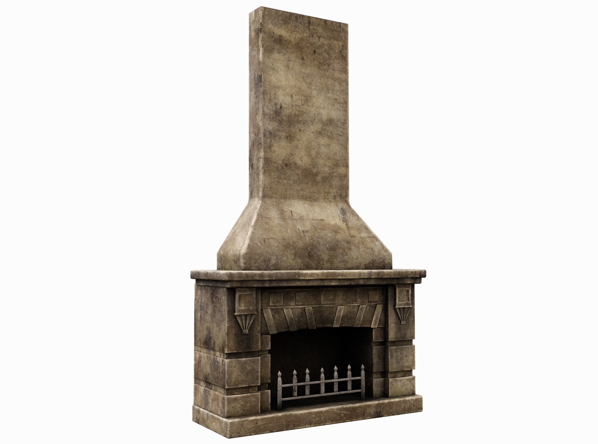 Medieval Fireplace Low-poly 3D model_3