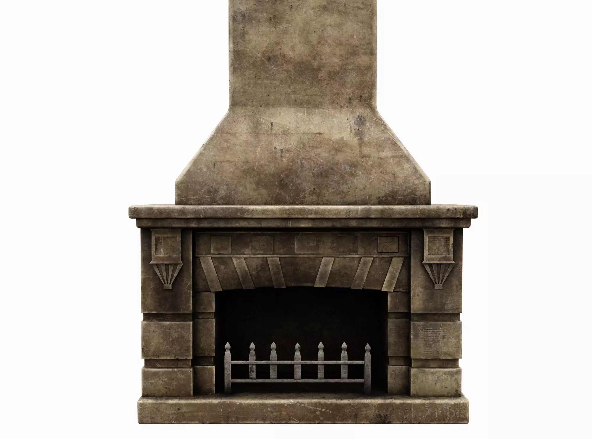 Medieval Fireplace Low-poly 3D model_0
