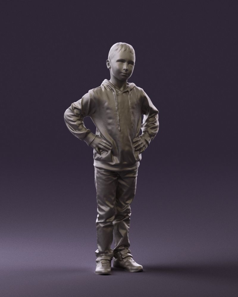 Boy in blue hoodie jeans 0440 3D Print Ready 3D print model_34
