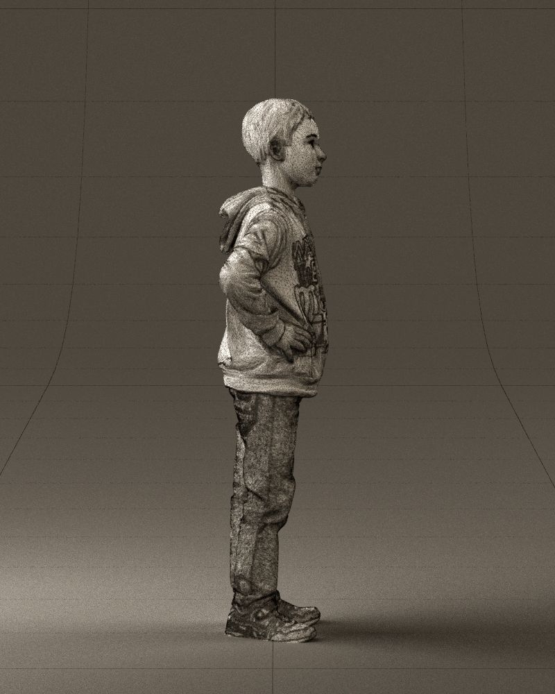 Boy in blue hoodie jeans 0440 3D Print Ready 3D print model_11