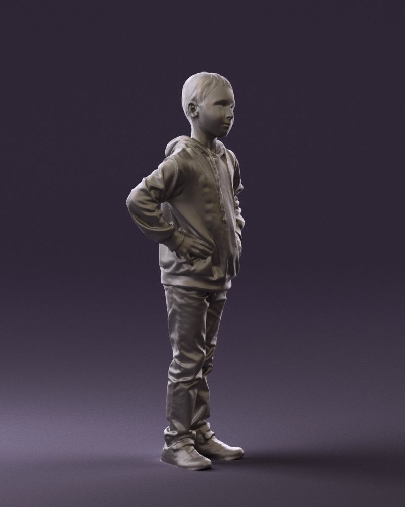 Boy in blue hoodie jeans 0440 3D Print Ready 3D print model_7