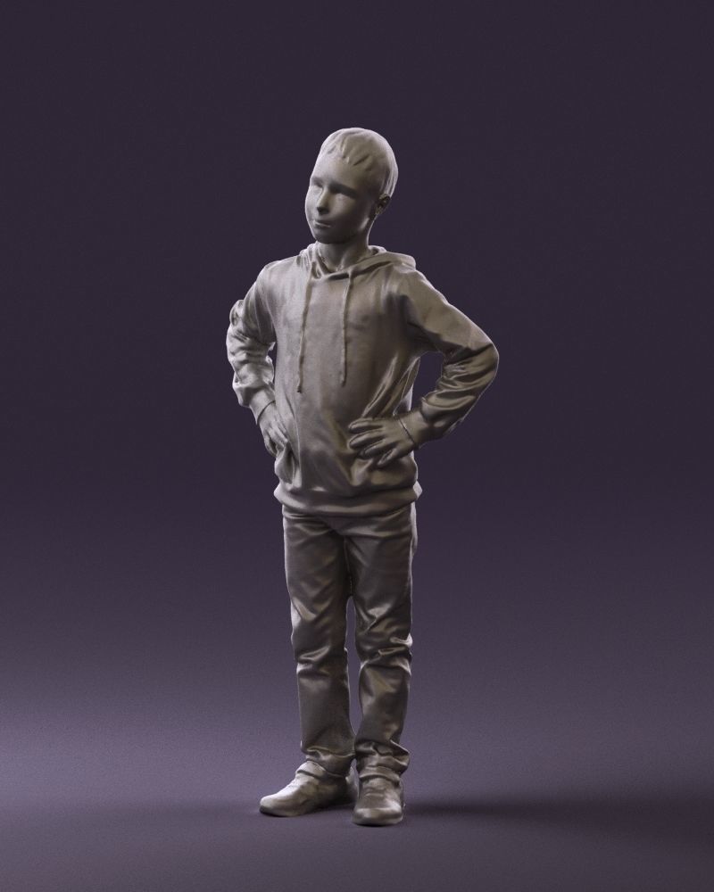Boy in blue hoodie jeans 0440 3D Print Ready 3D print model_28