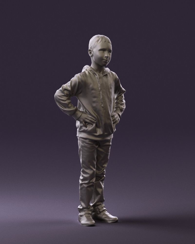 Boy in blue hoodie jeans 0440 3D Print Ready 3D print model_4