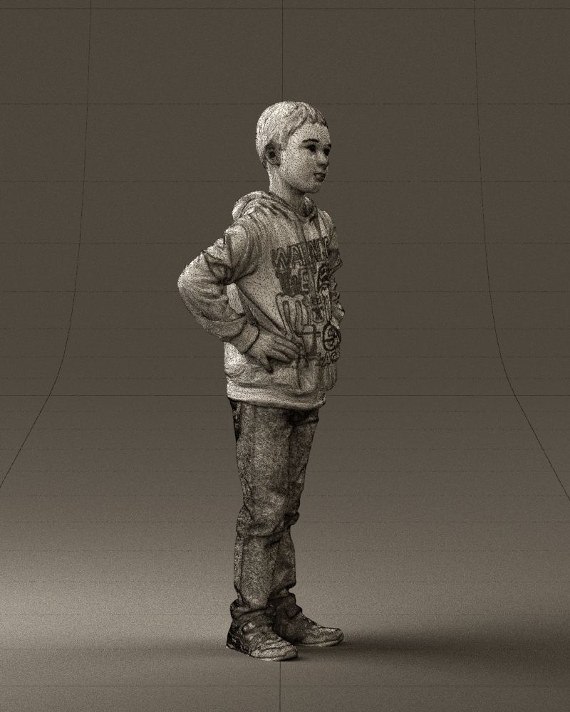 Boy in blue hoodie jeans 0440 3D Print Ready 3D print model_8